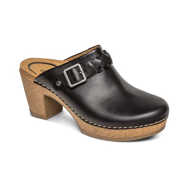 Aetrex Women's Corey Clogs Black Shoes UK 8146-570